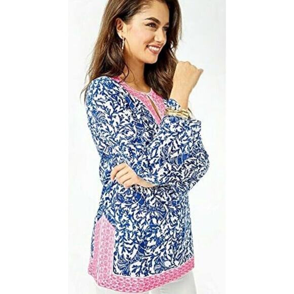 Lilly Pulitzer Blue and Pink Blouse - Picture 1 of 10